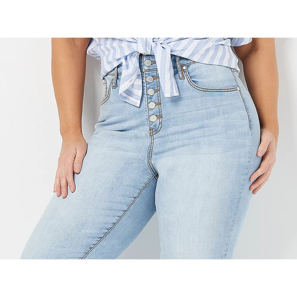 All Worthy 4 Hunter McGrady Skinny Ankle Button Fly Regular Denim Medium Indigo - Picture 2 of 5